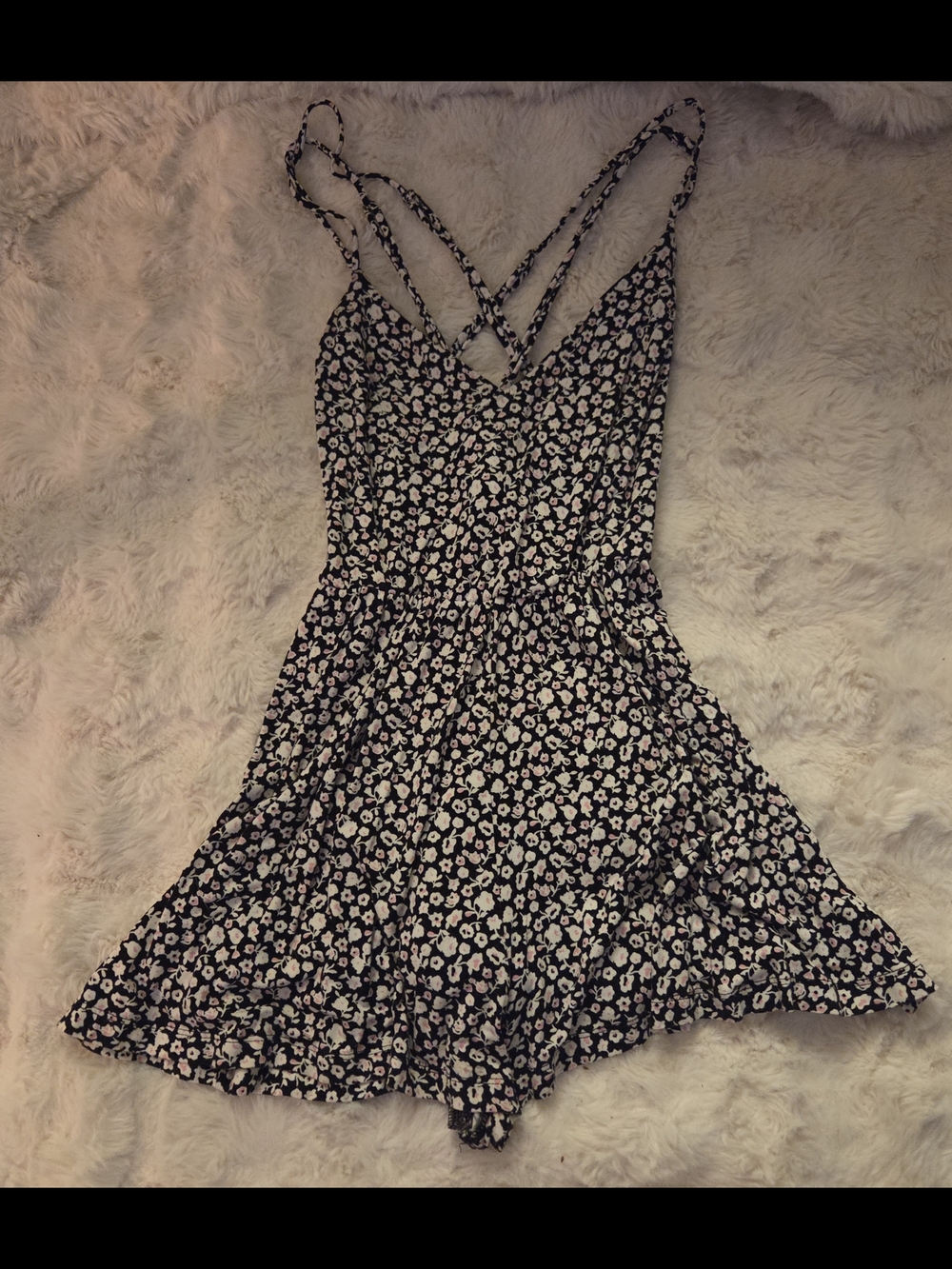 Black Floral Strappy Romper